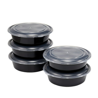 KIGI [ 6 PACK ] 10oz Plastic Round Bowls with Lid Airtight Food Storage  Container Set Small Meal Prep Containers