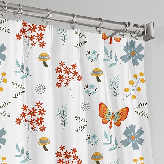 Homi Drapes 100% Blackout Curtain Triple Pinch Pleat Thermal Insulated Room Darkening Spill Proof Machine Washable Window Treatment Panels (1 Panel, 52x45, Butterfly)