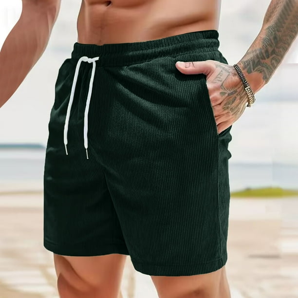 pstuiky Abreviatura para hombres, Pantalones cortos deportivos para hombre con cintura elástica, bolsillos y cordones para hacer ejercicio en casa Pantalones cortos cargo
