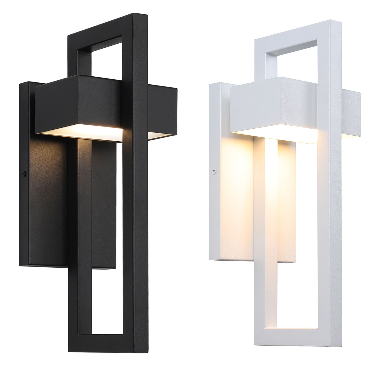 Modern Wall Lights Exterior Lighting Fixtures 3000K LED Outdoor Wall Sconce Outside Wall Mount Lights for Porch Front Door House Garage Indoor Black 2PCS