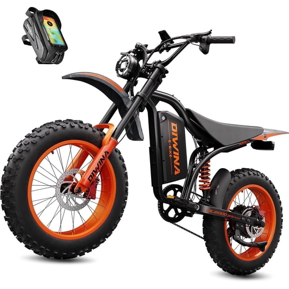 Electric Bike for Adults 5000W Peak, 60V 36AH Battery, 45MPH 100 Miles Long Range Ebike, Fat Tire 20Inch, 7-Speed Hydraulic Brake, Electric Dirt Bike Snow Commuter