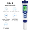 thumbnail image 3 of Medidor de pH electrónico, comprobador de pH 5 en 1 para agua de piscina con luz de fondo, medidor de pH/TDS/EC/salinidad/temperatura con ATC, medidor de pH de alta precisión con resolución, 3 of 5