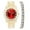 Gold Blood Red w/Tennis, variant on Bling-ed Out Ultimate Hip Hop Royalty Mens Watch w/Easy Reader Roman Numeral or Diamond Time Indicators - Bright Colored Dials - L0504 (Gold Blood Red w/Tennis)