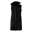 thumbnail image 5 of FUZHIQ Long Puffer Vests for Women Puffer Vest Lightweight Sleeveless Warm Button Full Zip Up Fall Winter Coat Outerwear Puffer Vests Hooded Black, 5 of 5