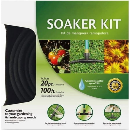 WS100KITCN 20-Piece Soaker Hose Kit, 100 ft, Black