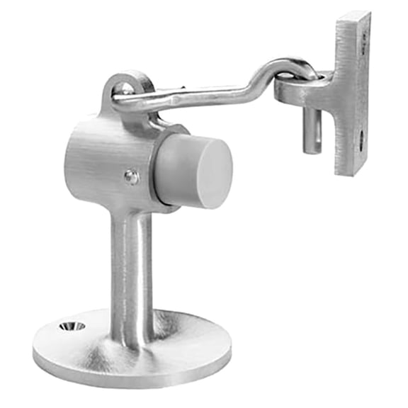 Rockwood 473 US26D Door Stop with Keeper 3-3/4 Height 2-1/2 Diameter Base Plastic and Lead Anchor Fasteners Satin Chrome Finish