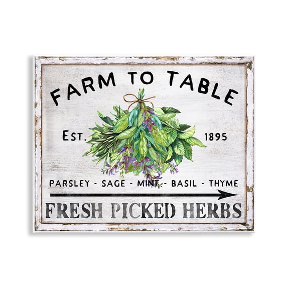 Stupell Industries Vintage Farm Herbs Food & Beverage Painting Unframed Art Print Wall Art, 14 x 11