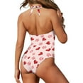thumbnail image 5 of FKELYI Pink love Heart Dog Paw Print Halter Swimwear One Piece Swimsuit with Soft Pad for Women Tummy Control Bathing Suits Summer Monokini for Ladies Beach Swimming, M, 5 of 6