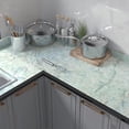 thumbnail image 4 of VOLEAAR Turquoise Green Marble Peel and Stick Wallpaper 15.7 x 78.7 Inches Contact Paper Vinyl Film Self Adhesive Removable Waterproof Wall Paper for Countertops Cabinets Kitchen Shelf Liner, 4 of 7