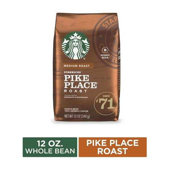 Starbucks Medium Roast Whole Bean Coffee Pike Place Roast 100 Arabica 1 Bag 12 Oz Walmart Com Walmart Com