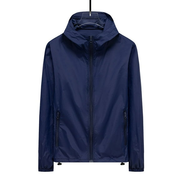 Men Waterproof Jacket Hooded Sport Coat Unisex Outwear Lightweight Windbreaker
