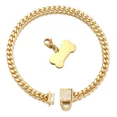 thumbnail image 1 of Collar De Cadena De Perro Dorado Con Etiqueta Y Piedras De C, 1 of 7