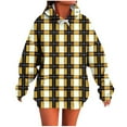 thumbnail image 4 of Sakmal Yellow Womens Hooded Sweatshirts Fall Sweatshirts Plaid Comfy Hoodies with Pockets, 4 of 5