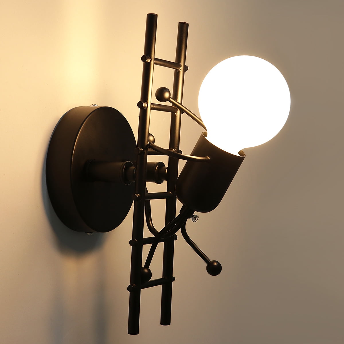 Children Room Kitchen HAWEE Humanoid Creative Wall Light Indoor Wall Lamp Modern Wall Sconce Light Art Deco Iron E27 Base for Bedroom White Stair Hallway Restaurant