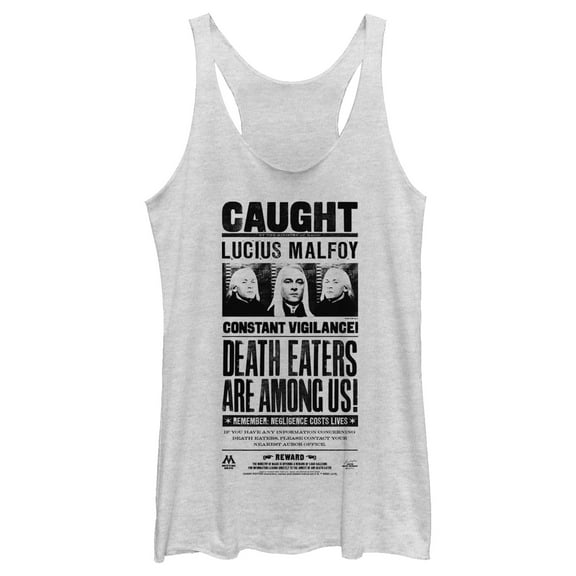 Women's Harry Potter Lucius Malfoy Caught Poster Racerback Tank Top White Heather X Small
