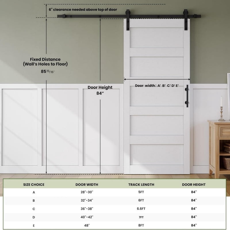 Easy4Home 40"x84" Sliding Barn Door in Waterproof PVC Coating with 7FT Track and Hardware Kit