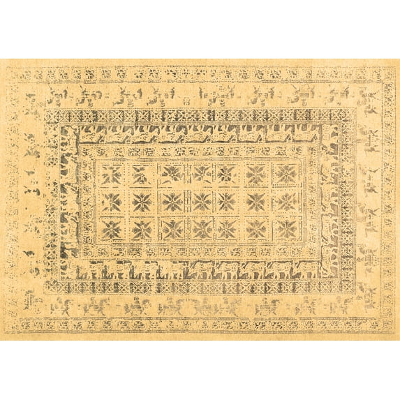 Ahgly Company Indoor Rectangle Abstract Brown Contemporary Area Rugs, 7' x 9'