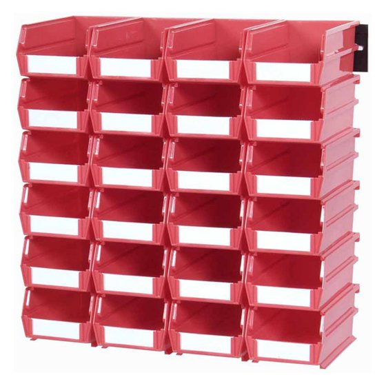 LocBin 26Piece Wall Storage Unit with 73/8"L x 41/8"W x 3"H Interlocking Poly Bins, 24ct