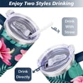 thumbnail image 5 of Tropical Leaves 40 Oz Tumbler with Handle Lid and Straw, Stainless Steel Double Walled Vacuum Insulated Cup, Cute Anniversary Wedding Birthday Gifts Tumbler for Women Men Friends Outdoor Indoor, 5 of 7