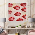thumbnail image 2 of Designart 'Red Girl Lips Pattern' Modern Framed Canvas Wall Art Print, 2 of 5