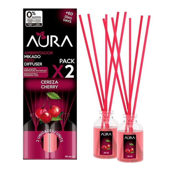 Ambientador Mikado Aura 2 Pack Cereza 30 ml x 2