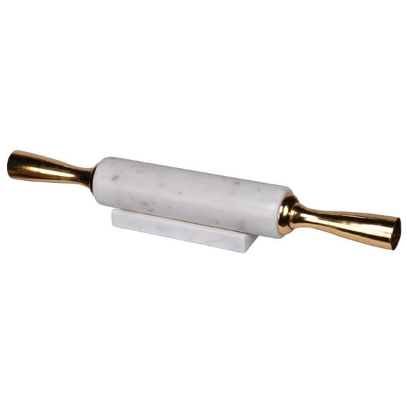 CC Home Furnishings Marble Rolling Pin - 16.75" - White and Gold