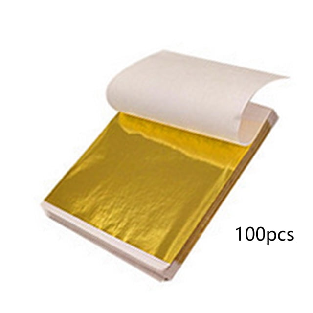 Yuarrent 100 Uds. De papel de aluminio para manualidades, papel dorado, láminas doradas, decoración exquisita para pasteles y comidas, oro/plata/oro Conjuntos de muebles de dormitorio Oro Yuarrent HA024798-01