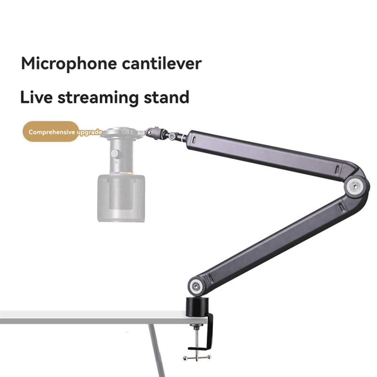 Microphone Boom Arm,360°Rotatable Mic Stand,Microphone Holder with 3/8in 5/8in Adapters,Microphone Arm with Accessories,1 * Cantilever bracket 1 set * accessories 1 * English manual,Black