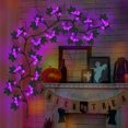 thumbnail image 4 of Decoración de ramitas de sauce de Halloween de 6 pies y 54 LED, guirnalda de Halloween negra con murciélago y luces LED moradas, decoraciones de Halloween para interiores, 4 of 5