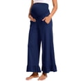 thumbnail image 2 of Solid Color Pregnancy Maternity Women Flared Wide Leg Casual Pants, 2 of 6