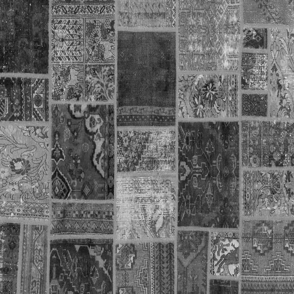 Ahgly Company Indoor Square Patchwork Gray Transitional Area Rugs, 6' Square