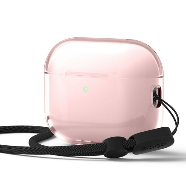 Funda transparente con cordón de TPU rosa para AirPods Pro 3 de Elago
