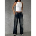 thumbnail image 4 of Women Y2k Low Rise Baggy Jeans Loose Fit Boyfriend Straight Wide Leg Jeans Trendy Stretch Long Denim Pants Ash Gray XS, 4 of 10