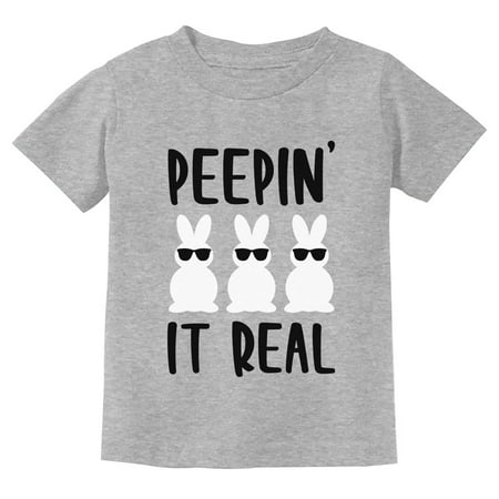 

Easter Shirts for Kids Hip Hop Easter Bunny Funny Gift for Easter Peepin it Real Peepin Gray 2T