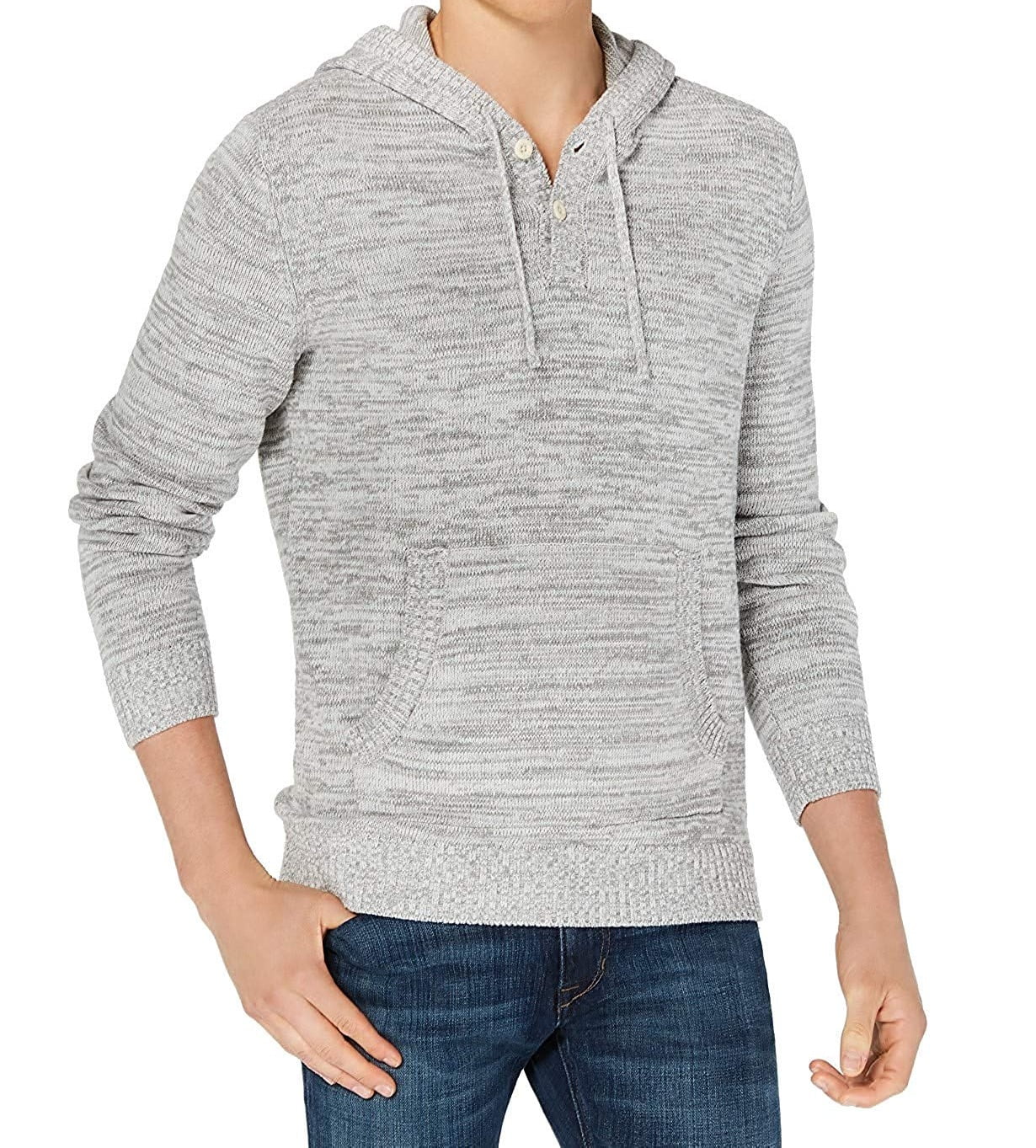 American Rag - Mens Sweater Placket Large Marled Hoodie L - Walmart.com ...