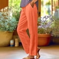 thumbnail image 2 of Jxximdong Cargo Pants for Women, Spring and Summer Casual Cotton and Linen Long Pants, Orange Womens Casual Trousers, 2 of 5