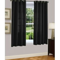 1 PANEL MIRA  SOLID BLACK SEMI SHEER WINDOW FAUX SILK ANTIQUE BRONZE GROMMETS CURTAIN DRAPES 55 WIDE X 63" LENGTH