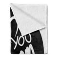 thumbnail image 2 of Call Mom Soft Flannel Fleece Blanket, I Love You Mom Calligraphy Design Family Values Theme Phone Silhouette Simple, Cozy Plush for Indoor and Outdoor Use, 50" x 70", Black and White, by Ambesonne, 2 of 5