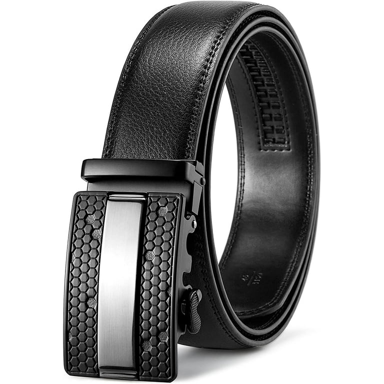 BOSTANTEN Belt for Men Leather Ratchet Dress Belt with Automatic Sliding Buckle 1 3 8