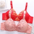 thumbnail image 4 of Women's Seamless Wireless Push Up Bralettes with Lift and Support Sexy Lace Lingerie No Wire Full Coverage Floral Lace Underwired Bra Plus Size Non Padded Comfort Everyday Bras Red Xxl, 4 of 4