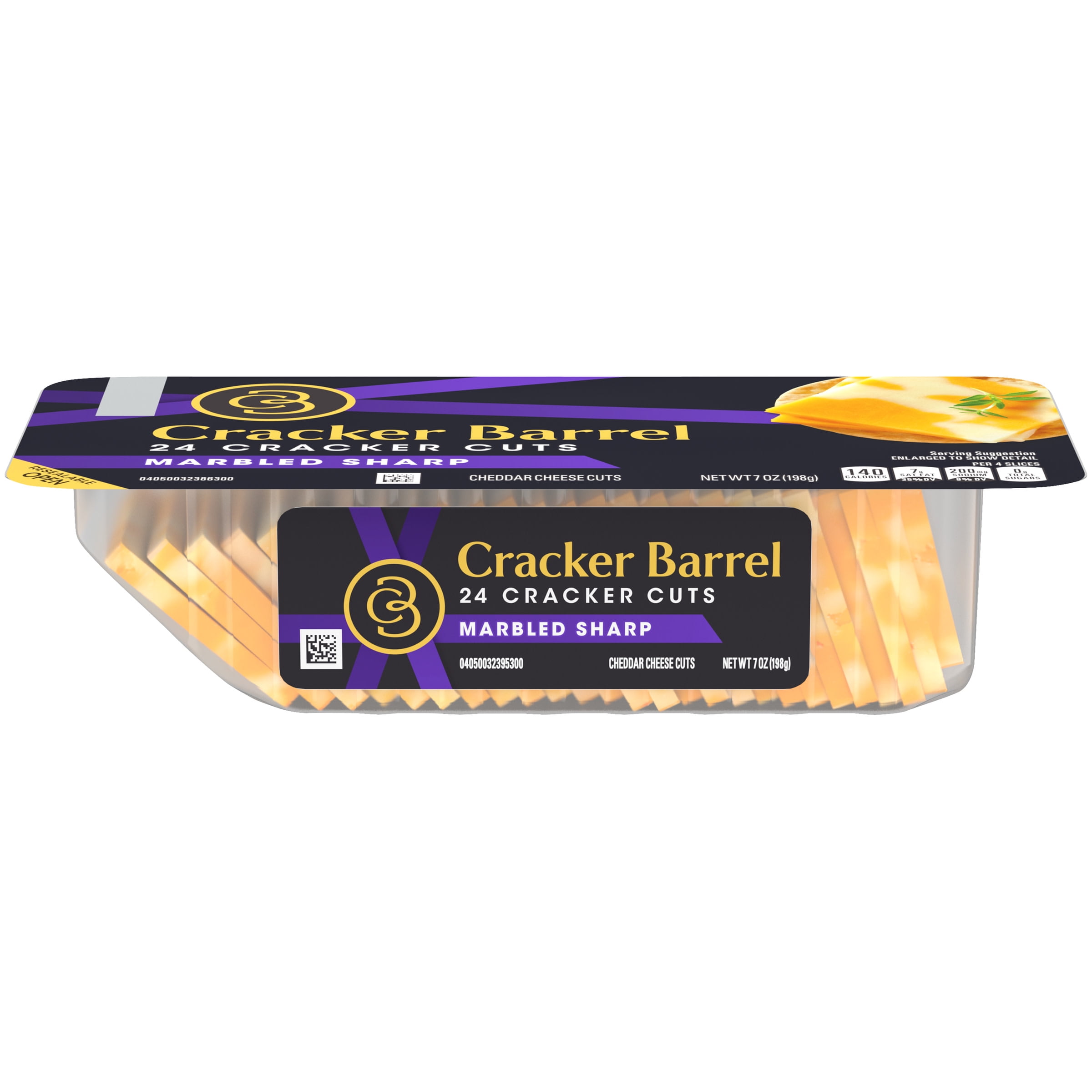 Cracker Barrel Cracker Cuts Marbled Sharp Cheddar Cheese Slices, 24 ct Tray