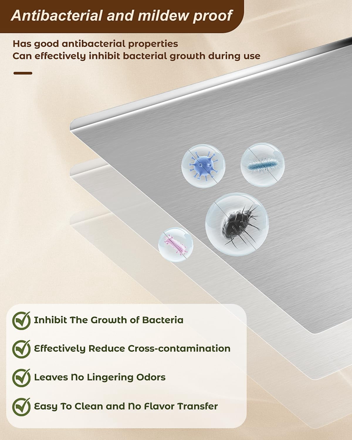 304 Stainless Steel Cutting Board for Kitchen- Large L-Shaped Bread Board,Double-Sided Chopping Board for Baking,Non Adhesive Bread Cutting Board