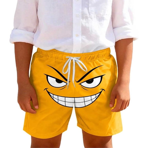 Girl Shorts Size 2-3Y Kids Smirk Face Print Drawstring Swim Shorts