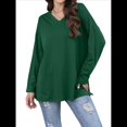 thumbnail image 2 of Blusas de Mujer de Larga con Cuello en V, Túnicas Casuales, Camisas Básicas, Blusas Holgadas Verde M, 2 of 7