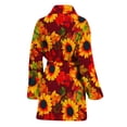 thumbnail image 2 of Red Autumn Sunflower Pattern Women Bathrobe One Size Univeral Fits Fashion Lightweight Plush Fleece Long Robe For Women, 2 of 3