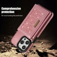 thumbnail image 6 of ELEHOLD Stylish Wallet Case for iPhone 14 Pro Flip Card Slots Diamond Bling Sparkle Design RFID Blocking Detachable Shoulder Strap for Girls Women Purse Case 6.1 inch,Pink, 6 of 8