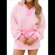 thumbnail image 2 of Conjunto de Dos Piezas A Rayas para Mujer, Sudadera Informal con Falda y Larga, Conjunto de Estar por Casa A Juego. Rosa M, 2 of 10