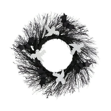 Nearly Natural 22in. Halloween Ghost and Bats Twig Wreath