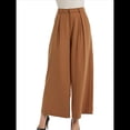 thumbnail image 1 of Pantalones Palazzo Largos de Pierna e Informales de Cintura Alta para Mujer, Talla Regular Color Camello XXL, 1 of 8