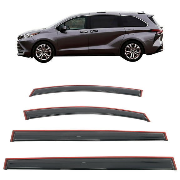 Ikon Motorsports In-Channel Window Visors Fits 2021-2026 Toyota Sienna, Slim Style Side Door Rain Vent Guard Deflectors, Acrylic Smoke 4PCS